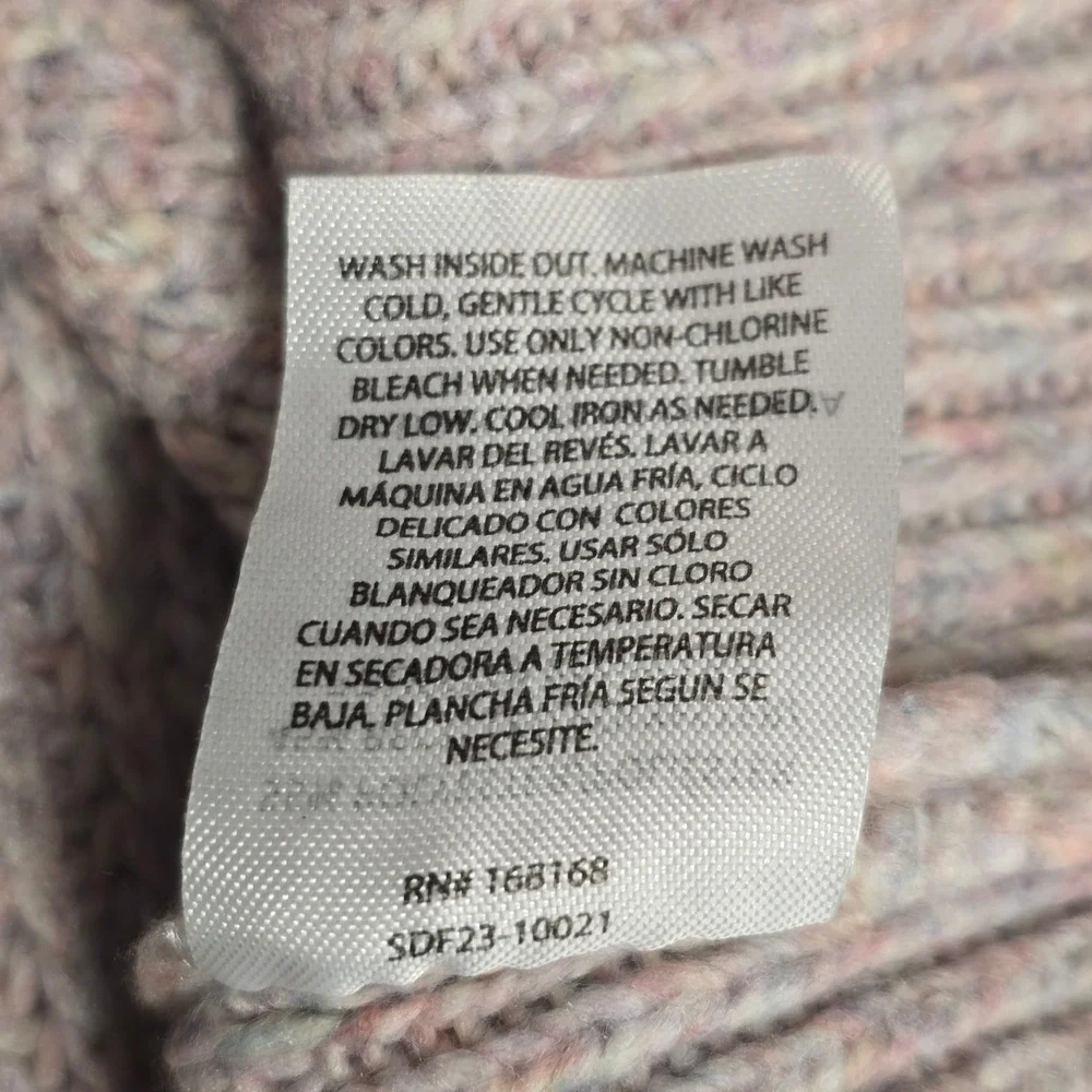 Love Knits NYC Women XL V Neck Cable Knit MultiColor Granola Thread Sweater Cozy